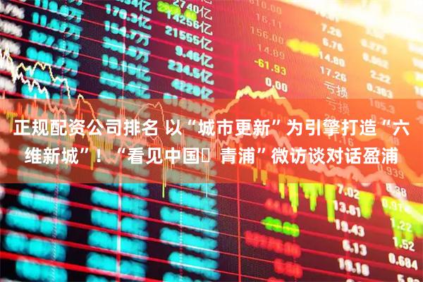 正规配资公司排名 以“城市更新”为引擎打造“六维新城”！“看见中国・青浦”微访谈对话盈浦