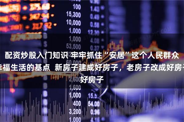 配资炒股入门知识 牢牢抓住“安居”这个人民群众幸福生活的基点  新房子建成好房子,老房子改成好房子